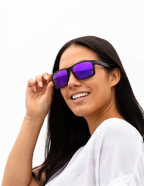 sunglasses with purple lenses.